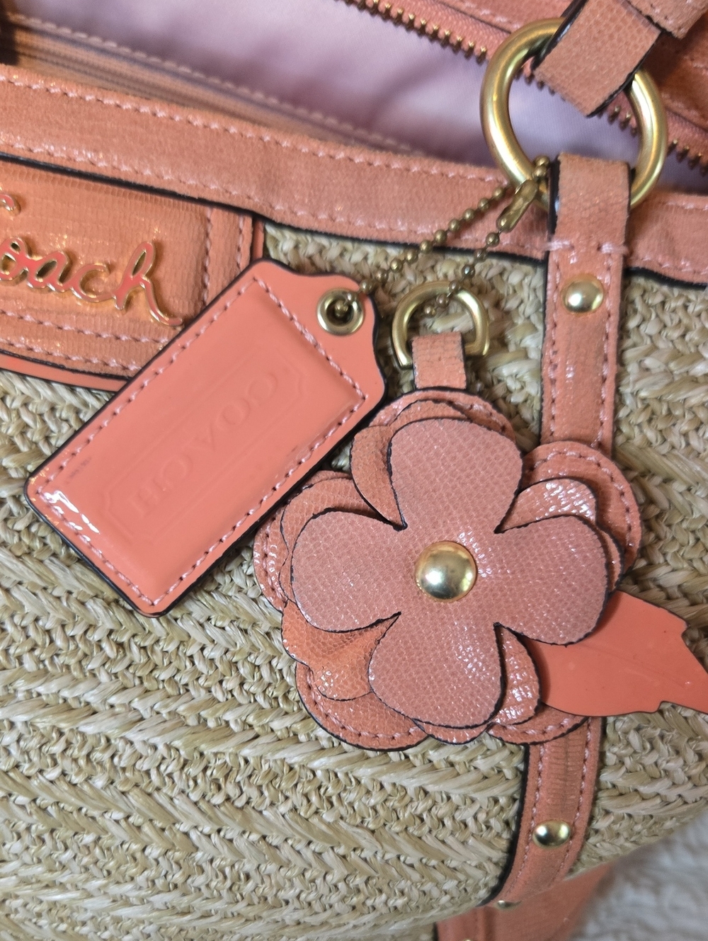Coach Alexandra Woven Straw Tote Bag - Picture 3 of 10